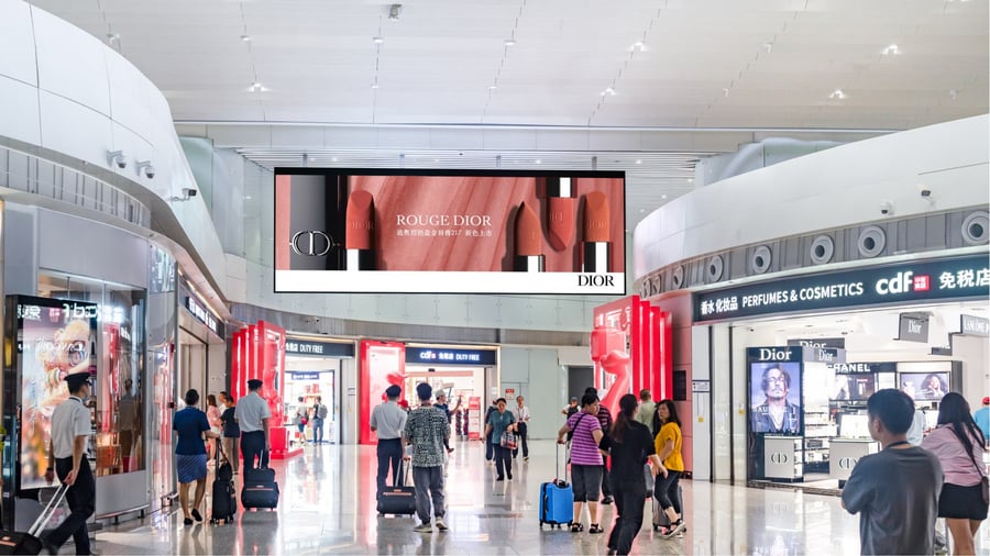 T2 International Departure Duty-Free Zone Hanging Digital Billboard